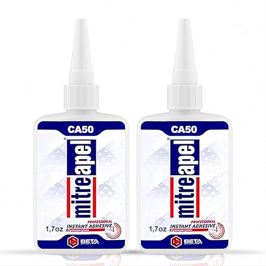MITREAPEL Cyanoacrylate (CA) Super Glue (2x1.7 oz) for Plastic, Metal, Leather, Ceramic - Fast Adhesive for Woodworking, Hobby Models, Carpentry - 2 Pack