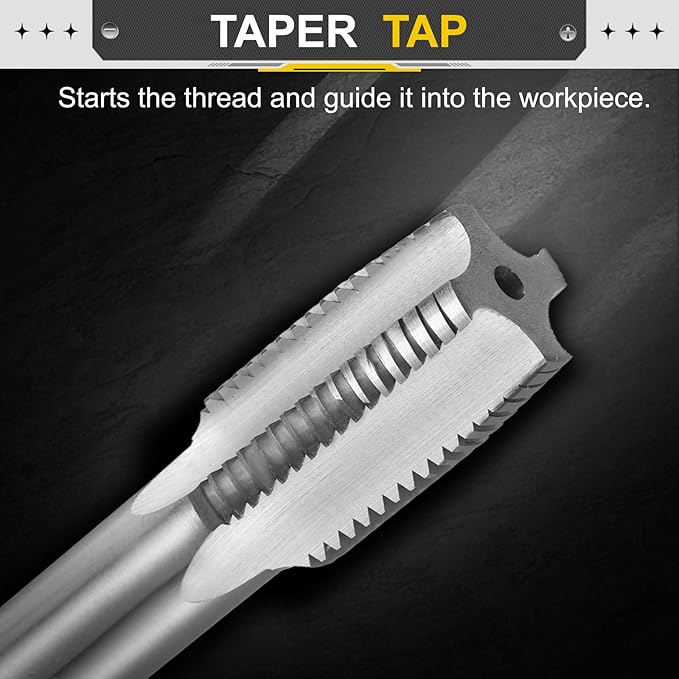 uxcell Hand Taper Tap 7/8"-11 BSF Thread Taper Style Taps Straight Flute Screw Tapping Threading Tool High Speed Steel HSS6542
