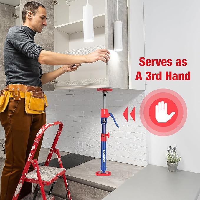 WORKPRO Cabinet Jack Support Pole, 18.5" to 29.5" Steel Telescopic Quick Support Rod Adjustable 3rd Hand Support System with 154 lbs Capacity for Cabinet Jack, Drywall Jack& Cargo Bars, 4-Pack
