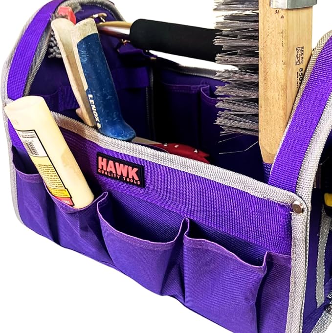 RAVEN 12.5" Purple Tool Carry-All | Premium Canvas with Multi-Pockets | Metal Handle & Rubber Feet | 12.5" x 9.5" x 8" | Best for Tools, Crafts & Supplies