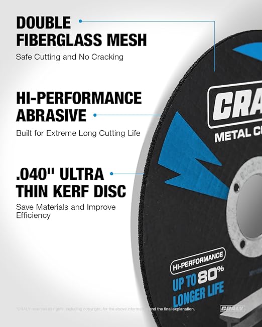 CRALY 3 Inch Cut-Off Wheels for Cutting Metal & Stainless Steel, Professional Grade Ultra Thin Metal Cutting Disc for Angle Grinder & Die Grinder, 3/8 in Arbor, 10-Pack(30107601-10)