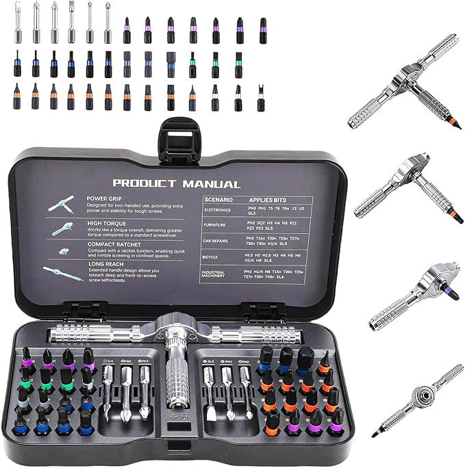 2026 New 42 in 1 Magnetic Screwdriver Set, DIY Ratchet Screwdriver Set with Detachable Handle, Portable Compact Repair Tool Kit for Furniture Laptop Electronicsv Bicycle