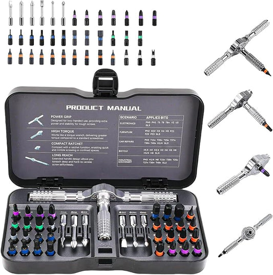 2026 New 42 in 1 Magnetic Screwdriver Set, DIY Ratchet Screwdriver Set with Detachable Handle, Portable Compact Repair Tool Kit for Furniture Laptop Electronicsv Bicycle