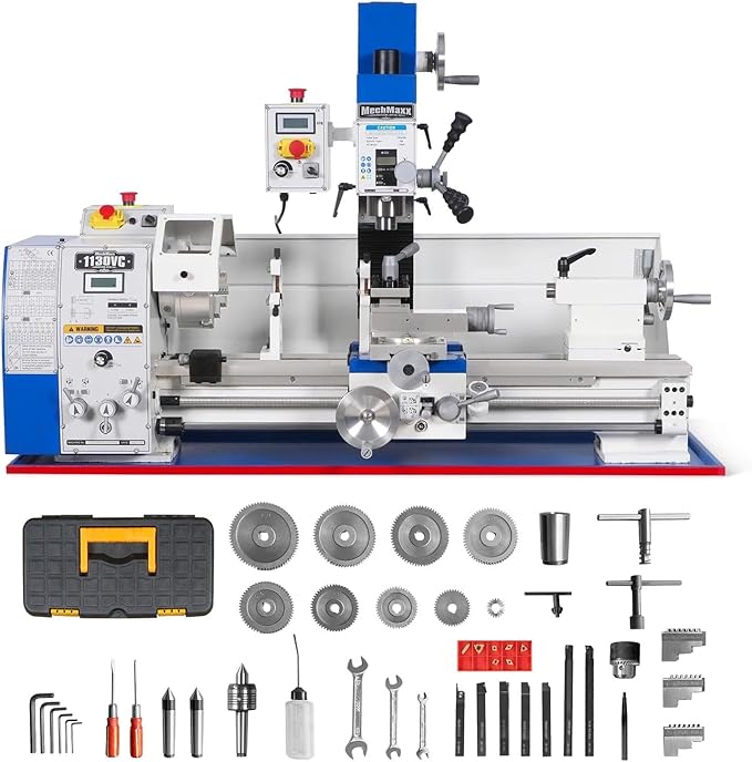 2 HP 11'' x 30'' Combination Lathe Milling Drilling Machine Brushless Motor, 1.5'' Spindle Bore, 0-2000 RPM Variable Speed, High Precision Benchtop Lathe for Metalworking, 1130VC