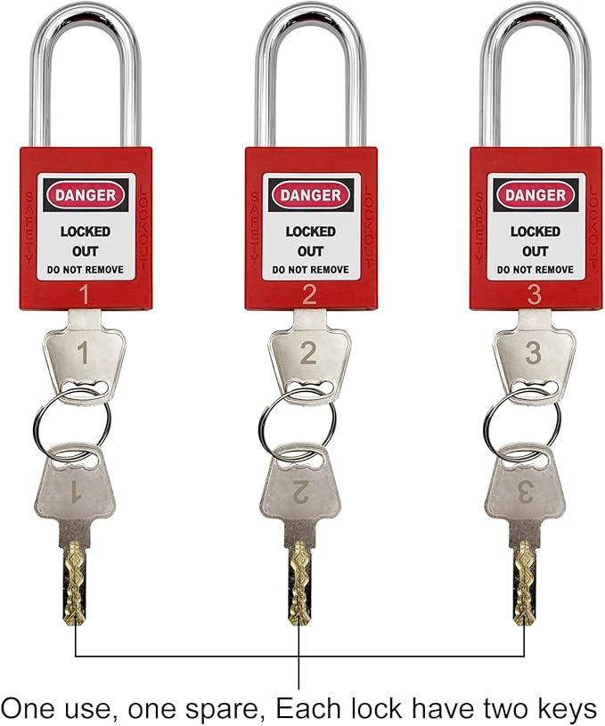 Lockout Tagout Kit Electrical Loto - Group Lockout Hasps, Lockout Tags, Safety Padlocks with Number, Nylon Ties with Pocket Bag(Red Kit)