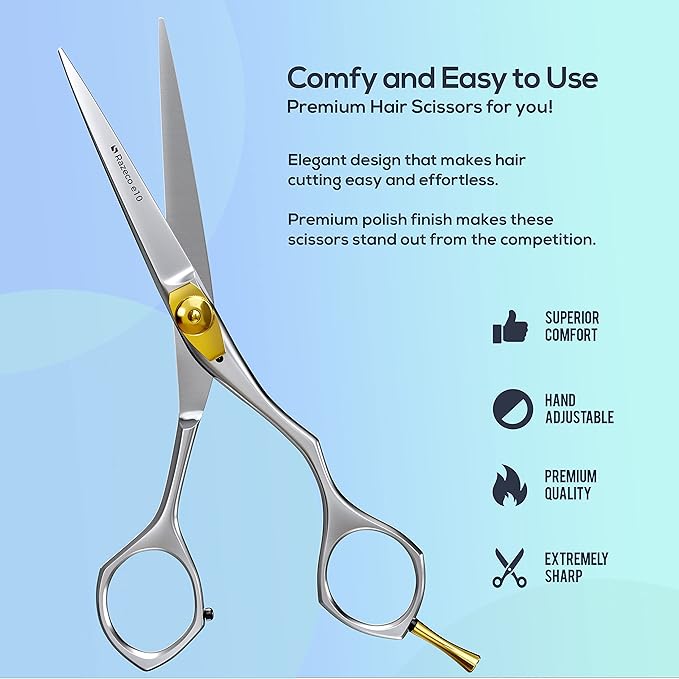 Suvorna 6" Hair Cutting Scissors for Professionals, Barbers & Hairdressers ??Sharp Hair Shears for Cutting, Trimming, Grooming ??Hair Scissors Professional for Men, Women, Adults