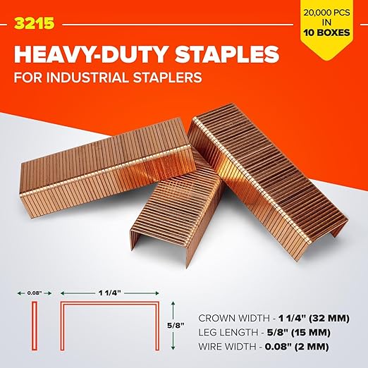 Heavy Duty Staples for CMB, HDCS, ADCSY 19-32, 1 1/4" x 5/8" x 0.08" (10 Boxes, 20000 pcs) - Non-Rusting Stainless Steel Staples - Industrial Staples - Box of Staples by IDL Packaging