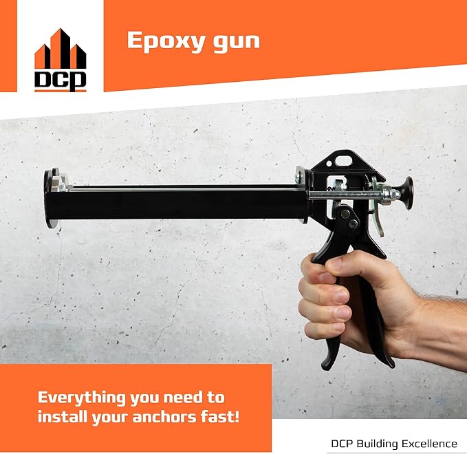 DCP Professional Epoxy Gun Dual Cartridge for 20.2 and 22 fl.oz. | 600 ml and 650 ml - 1:1 Ratio Dual Cartridge Epoxy Gun for Anchors with 25:1 Thrust Ratio - DIY and Professional Use Suitable