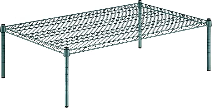 30" x 48" x 14" Green Epoxy Wire Storage Shelf, Dunnage Rack, Commercial 1 Tier Small Shelf