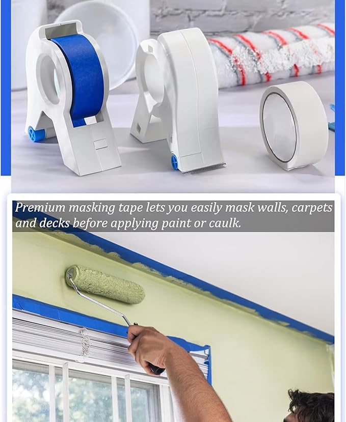 RSHuiOUXX Painter Tape Applicator with 22Yard Long Painter Tape Masking Tape Dispenser for Trim Window Door Home Decoration