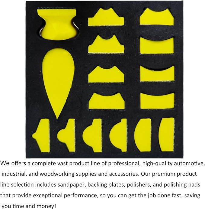 16 PCS Contoured Profile Sanding Block Set - Hook and Loop Foam Material Hand Sander Block- Interchangeable Assorted Convex & Concave Shapes for Sander Wood Woodworking Furniture, Auto Paint