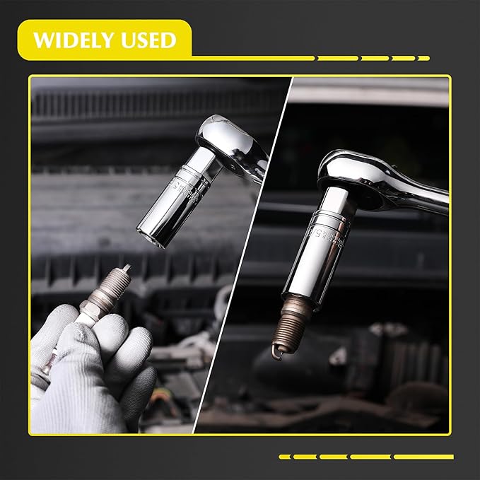 EMENTOL 5PCS 3/8" Drive Magnetic Spark Plug Socket Set, CR-V, Includes 14mm, 16mm Thin Wall Sockets and 9/16", 5/8", 13/16"