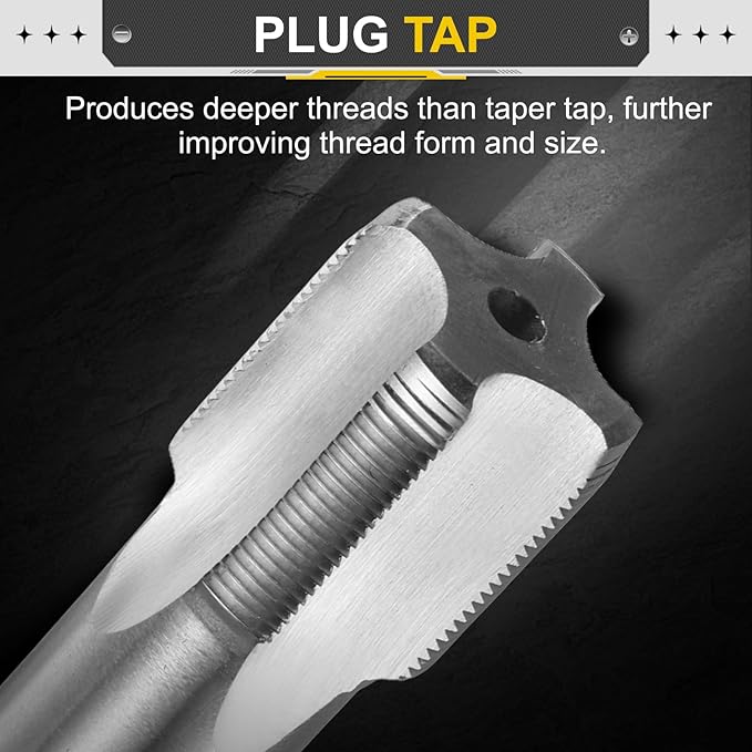 uxcell Hand Plug Tap M23 x 1 H2 Metric Thread Plug Style Taps Straight Flute Screw Tapping Threading Tool High Speed Steel HSS6542