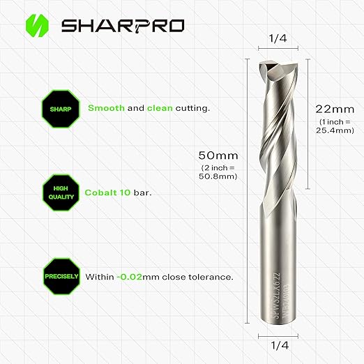 1/4 Spiral Upcut Router Bit, 1/4 CNC Router Bits, Up Cut Spiral Router Bits 1/4 Shank,Solid Carbide Router Bits 1/4, CNC Upcut Bit 1/4, Ideal for Wood Inlay, Plunge Plastic 5PCS