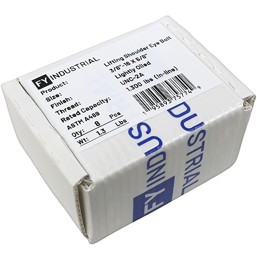 Box of 8 Pcs Lifting Shoulder Eye Bolts 3/8"-16 X 5/8"