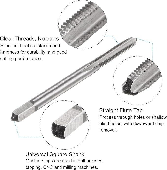 uxcell 2pcs M3.5 x 0.6 Tap & 2.9mm Drill Bit Set, Black Oxide, Spiral Flute, High Speed Steel, Tap and Drill Bit Set, Tool Set