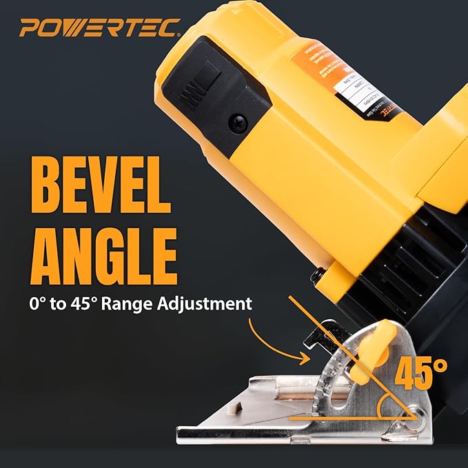 POWERTEC 4.5" Handheld Tile Saw ??12Amp/1400W Motor, Wet/Dry Cutting with Adjustable Water Feed System, GFCI Plug, Bevel & Depth Adjustment, Compatible with 4"-4.5" Diamond Blades (HTS1045)
