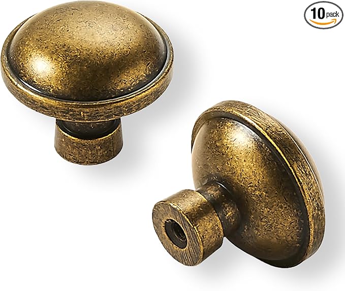 khtumeware 10 Pack Vintage Antique Brass Large Cabinet Knobs 1-3/4 Inch(44mm) Heavy Duty Zinc Knobs Kitchen Drawer Pulls Door Dresser Drawer Handles Knobs for Dresser Drawers