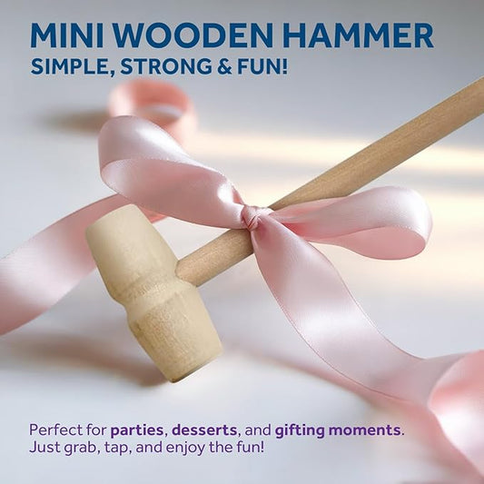 Mini Wooden Hammer for Chocolate, Breakable Heart, Pack of 50 Wood Crab Mallets, 5 1/2 Inch Wooden Mallet, Mini Mallet, Small Wooden Hammer, Crafts and Party Props