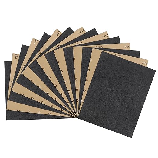 9 x 11 Inch 15pcs Wet Dry Sandpaper, 150 Grit Waterproof Abrasive Sand Paper, Silicon Carbide Sandpaper Sheets for Metal Wood, Auto Polishing