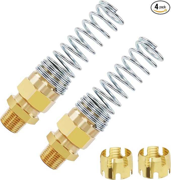 1/2??Hose x 1/2??Male Connector with Spring Guard, Dzakoot 2 Pack Air Brake Hose End Fitting with 2 Pack 1/2??Sleeve Tube