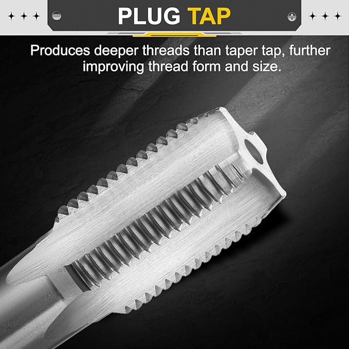 uxcell Hand Plug Tap M18 x 1.75 H2 Metric Thread Plug Style Taps Straight Flute Screw Tapping Threading Tool High Speed Steel HSS6542