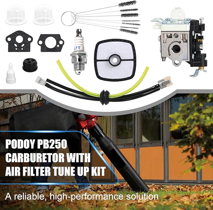 Podoy PB250 Carburetor Compatible with Echo PB-250 PB-250LN ES-250 RB-K106 Leaf Blower with Air Filter Tune Up Kit