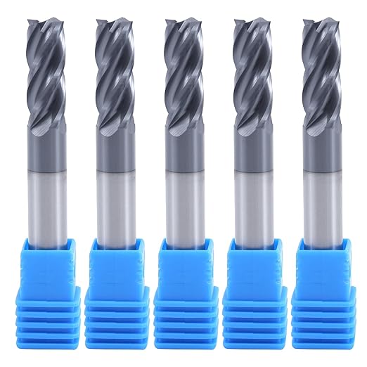 ISB 5/16?쇺?Carbide Square End Mill Set, 4 Flute Micro Grain Carbide Mill Bits for Alloy Steels/Hardened Steels, Suitable for DIYers and Professionals, 5 Pcs