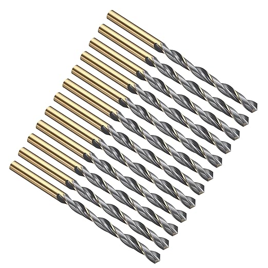 PATIKIL 6mm Drill Bit, Jobber Straight Shank 4341 High-Speed Steel 118째 Black and Gold Finish for Medium-Hard Metal Steel Acrylic - 12 Pack
