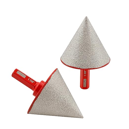 DT-DIATOOL Diamond Beveling Chamfer Bit 1-7/8 Inch with Hex Shank, 2-Pack for Tile Porcelain Ceramic Granite Marble Existing Holes Enlarging Polishing Shaping Trimming Repairing