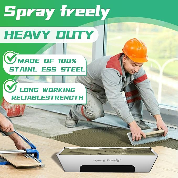 Drywall Mud Pan, Stainless Steel Mud Pan, Sheared Edges for Easy Knife Cleaning, Perfect Size for Larger Drywall Knife, Suitable For Mortar, Mixing Cement, Putty And Paint (14 Inch 2 Pack)