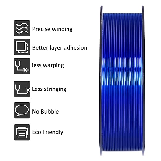 Geeetech TPU Filament 1.75mm, Shore 95A Flexible 3D Printer Filament with High Elasticity, 1KG (2.2lbs) Spool, Dimensional Accuracy 짹0.03mm, Fits Most FDM Printers, Clear Blue