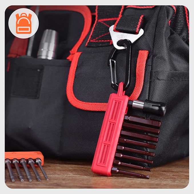 Katerk 3PCS Hex Bit Holder, 10 Holes Screwdriver Bit Holder Storage Organizer with Carabiner