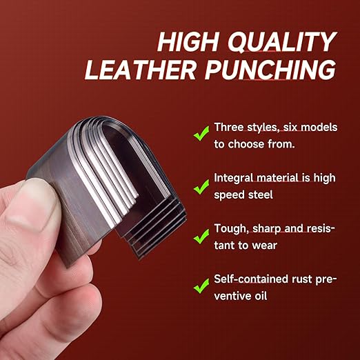18Pcs Professional Leather Punch Set,six size-15MM, 20MM, 25MM, 30MM, 35MM, 38M竊똀lloy Steel Embossing Tools for DIY Crafting & Leatherworking,Ideal for Beginners & Experts