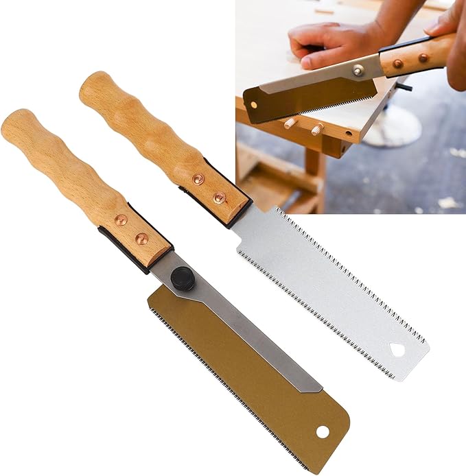 Small Woodworking Hand Saw SK5 Carbon Steel Bamboo Log Handle for Gardening and Outdoor Projects 7 Inch Double Sided Teeth Flush Cut Saw for Woodworking