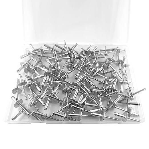 ALLCLEAN (100 pcs) 3/16 * 5/8" Large Flange Open End Aluminum Blind Rivets,4.8 * 16 Pop Blind Rivet