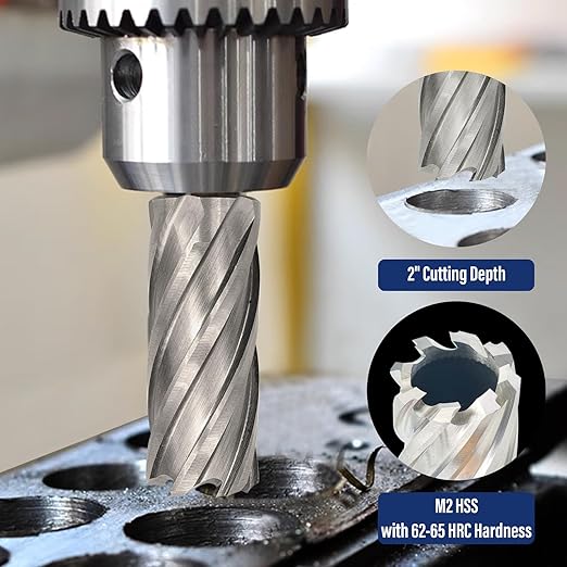 Pro Edge 11pcs Annular Cutter Set, 2" Cutting Depth, 7/16" to 1-1/16" Cutting Diameter, M2 Mag Drill Bits for Magnetic Drill Press with 2 Pilot Pin, for Steel, Aluminum, Copper