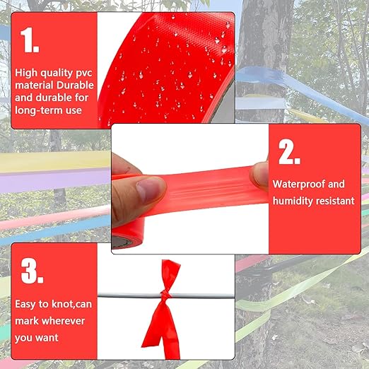 5 Pack Flagging Tape Assorted Flourescent Colors, Non-Adhesive Plastic Ribbon Neon Marking Roll, 0.78"*500ft, Marking Tape for Tree Marking, Hunting, Boundaries and Hazardous Areas,Trail Marking