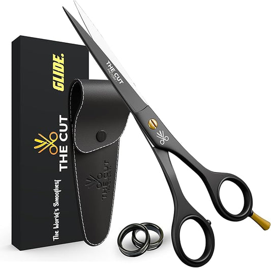 The Cut Factory짰 6.5??Matte Black Luxury Hair Scissors ??Ultra-Sharp High Carbon Steel Barber Shears for Men, Women & Kids ??Gift-Boxed with Leather Pouch ??Precision Cutting for Salon & Home
