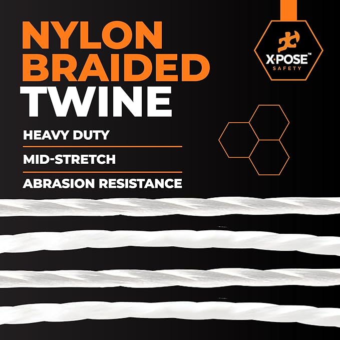 Xpose Safety White Mason Line String ??#18 Braided Nylon Twine ??275 Ft Durable Construction Line for Masonry Tools, String Level, Landscaping, and Gardening