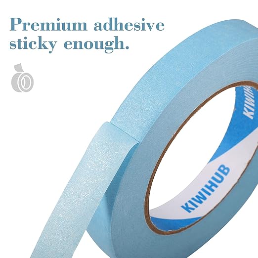 KIWIHUB Light Blue Painters Tape,1 inch x 60 Yards - Medium Adhesive Masking Tape for Painting,Labeling,DIY Crafting,Decoration and School Projects