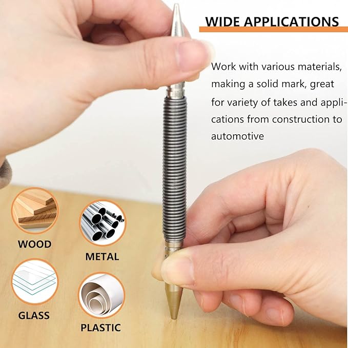 2-Piece Dual Head Nail Setter and Hinge Pin Punch Set, Hammerless 1/32?? 1/16?쿞pring Nail Set, 5000 PSI Striking Force Door Pin Removal Tool