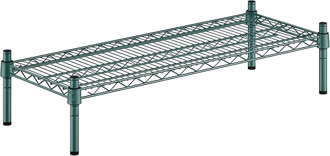 14" x 36" x 8" Green Epoxy Wire Storage Shelf, Dunnage Rack, Commercial 1 Tier Small Shelf