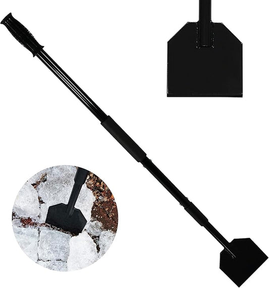 Heavy-Duty Long Handle Ice Scraper & Chopper - Steel Flat Head Shovel Floor Scraper for Gardens, Driveways & Sidewalks