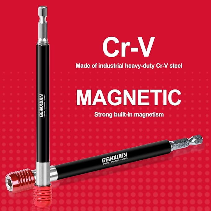 12??Impact Screwdriver Bit Holders Extra Long, Magnetic Extension Quick-Change Socket Drill Bit Holder Cr-V Steel Hex Shank Quick Release Drill Bit Guide