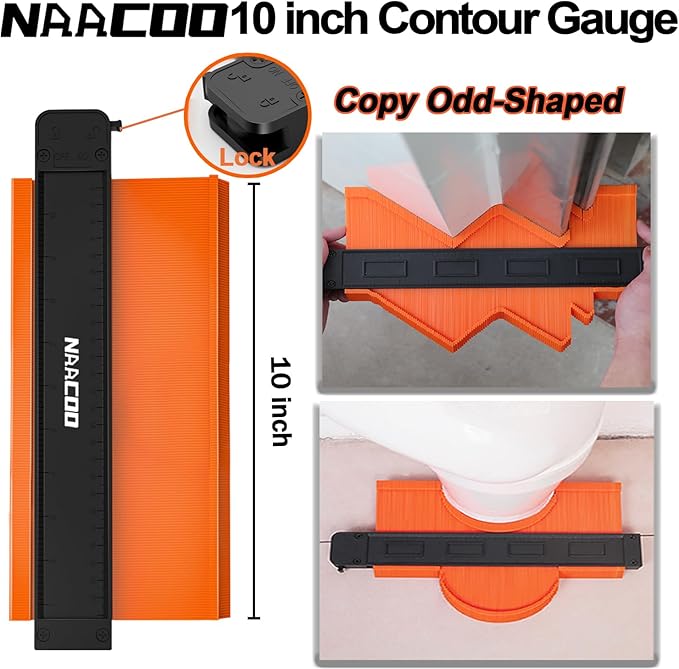 NAACOO Laminate/Vinyl Flooring Tools, Heavy Tapping Block for Vinyl Plank Floor, Heavy Pull Bar, 10?쒬ontour Gauge, 40pc Flooring Spacers, Rubber Mallet - 5 in 1 Floor Installation Kit