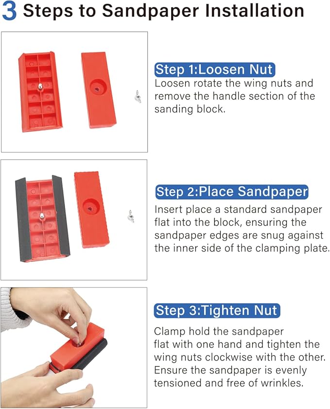 SCOTTCHEN Hand Sanding Blocks Auto Body 2pack, Sandpaper Woodworking Furniture Sander Hand Tool, 50pcs sandpaper, Grit 120 to 3000