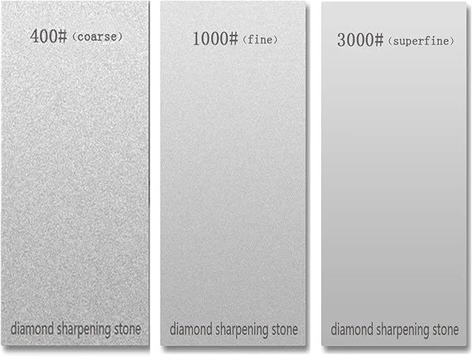 3 PCS Diamond Sharpening Stone Diamond Knife Sharpener Plate Honing Whetstone for Knives Chisel (400#+1000#+3000#)