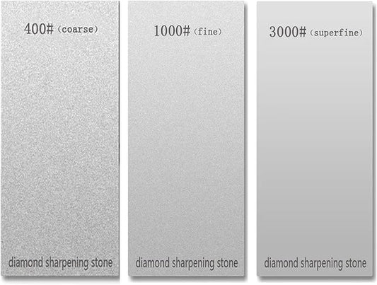 3 PCS Diamond Sharpening Stone Diamond Knife Sharpener Plate Honing Whetstone for Knives Chisel (400#+1000#+3000#)