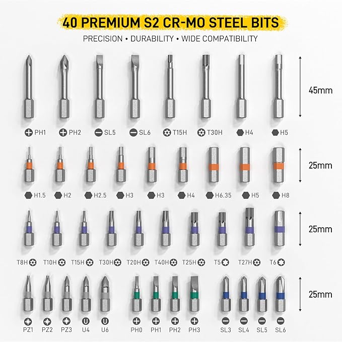 42 in 1 Magnetic Screwdriver Set, Ratchet Screwdriver Set, Multi Bit Screw Driver Set Kit with Case, Portable Repair Tool for Electronics, PC, Glasses, Bicycles, Watch, Furniture & DIY